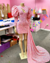Load image into Gallery viewer, PINK SEQUIN VELVET FABRIC *PRE- ORDER*
